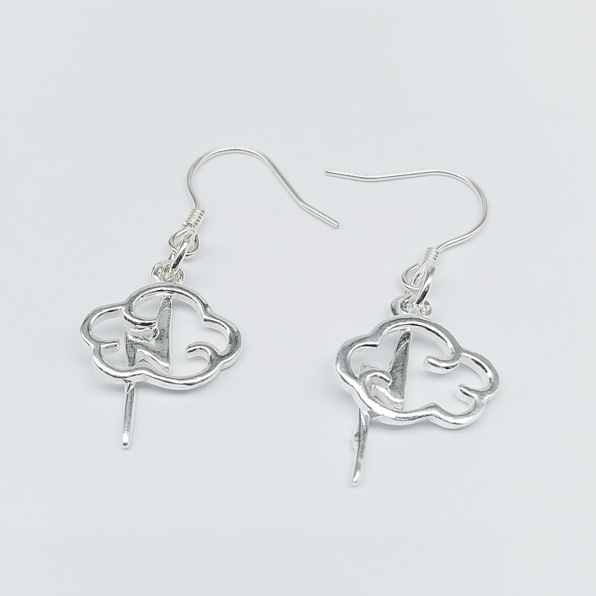 Orecchini pendenti in argento sterling con nuvola e fulmine - Italia