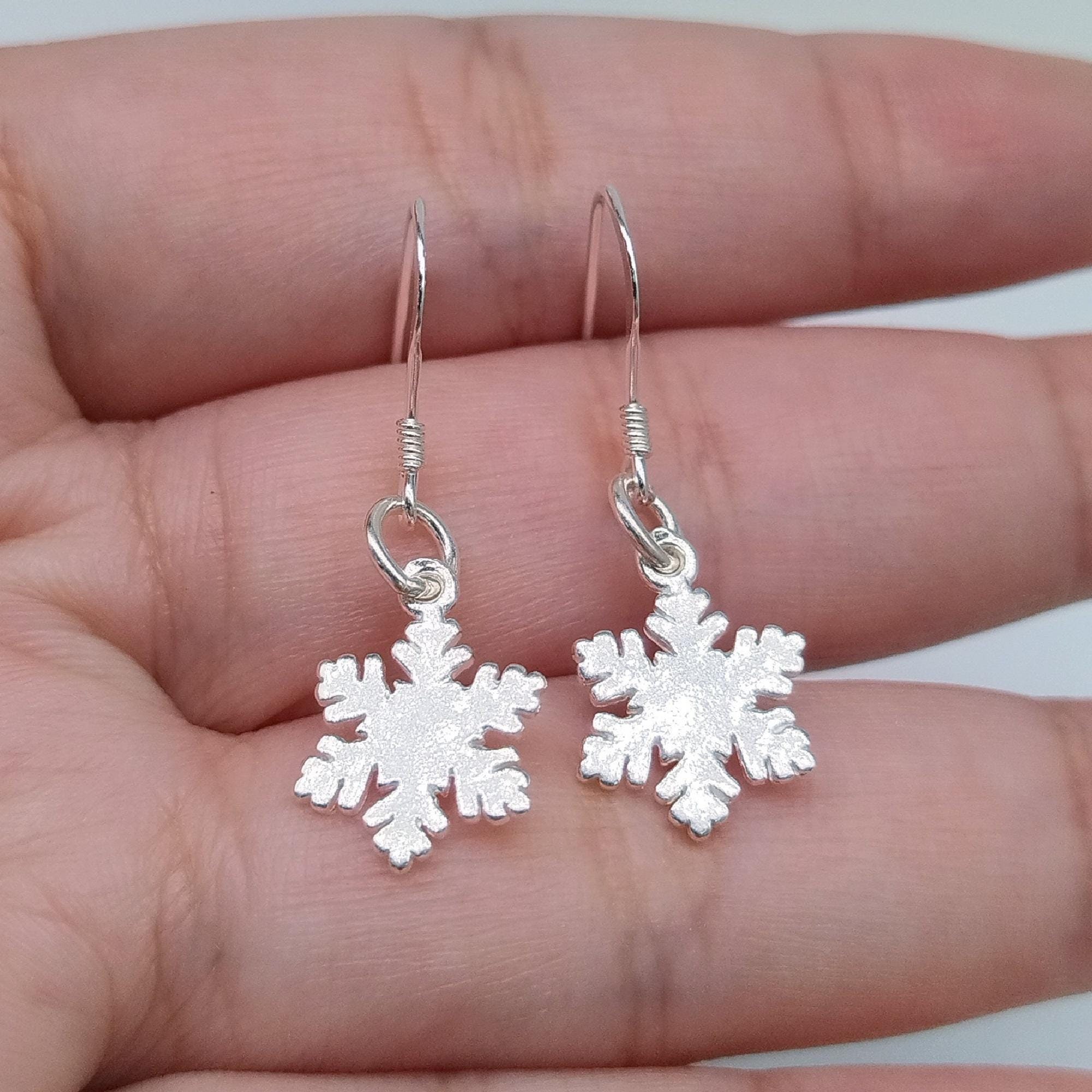 Orecchini A Fiocco Di Neve In Argento Sterling 925, Piccoli E Delicati, Idea Regalo Di Natale In Confezione Regalo