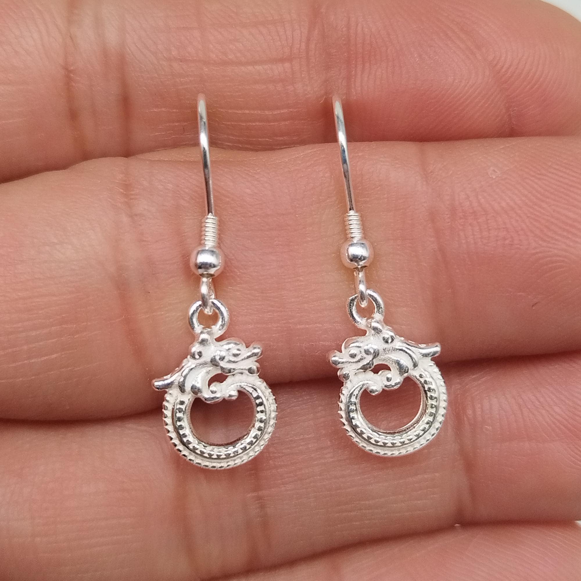 925 Sterling Silber Drachen Ohrringe Mit Geburtsstein - 12 Mm Stecker