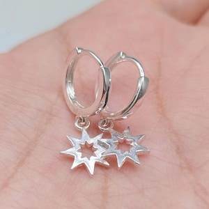 Sterling Silver Sun Huggie Earring, 925 Silver Sunshine Earring, Sunshine Hoop Earring, Sun Earring Hoop, Sun Round Ear Hoop, Women Earring