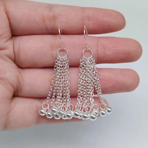 Sterling Silver Tassel Earring, 925 Silver Tassel Earring, Tassel Dangle Earring, Tassel Drop Earring, Tassel Ear Wire, Chain Tassel Earring