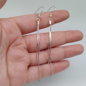 Sterling Silver Shiny Chain Tassel Earring, 925 Silver Tassel Earring, Tassel Charm Earring, Women Earring, Minimalist Tassel Ear Wire