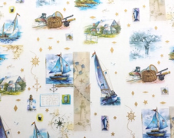 Sailing Season - Wrapping Paper/Gold Embossed/Sheet Style/Cute/Pretty/Unique/Kawaii/Holiday/Fancy/Wedding/Gift Wrap/Fun/Elegant/Occasion