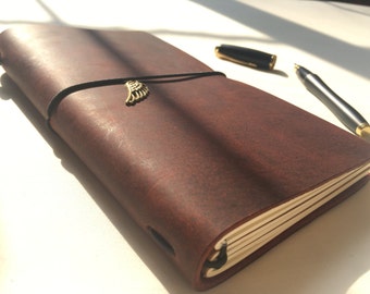 Leather Notebook-Wine Burgundy/Free Gift Wrap/Handmade/Unique Journal/Valentine/Rustic/Refillable/Traveler/Craft/Her/Fauxdori/Midori