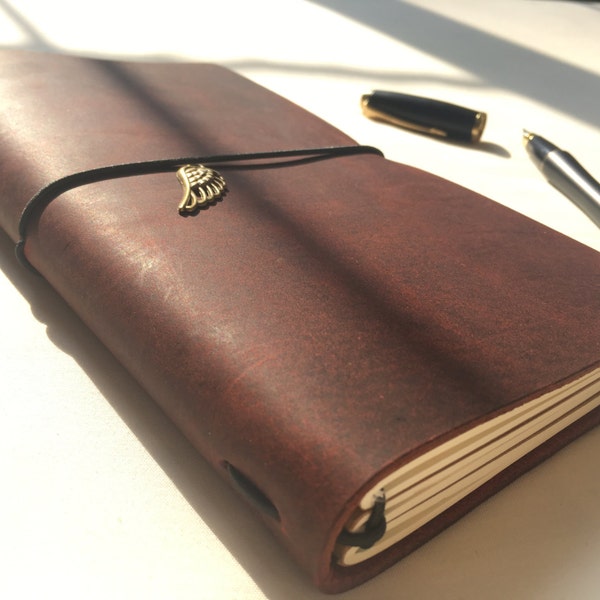 Leder Notebook-Wein Burgund/kostenlose Geschenkwickeln/handmade/Unique Journal/Valentine/Rustic/Nachfüllbar/Reisener/Handwerk/Ihr/Fauxdori/Midori