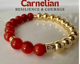 Powerful Carnelian Bracelet - Manifestation Jewelry - Gemstone Beaded Gift - Crystal Energy