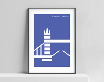 London Tower Bridge print for the home, office, kids room; london print, london art, london skyline, architectural print, minimalist design