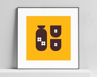 Japanese sake print for home, apartment, kitchen; sake set, japanese art, minimal design, japan art, sake cup, sake bottle, japanese food