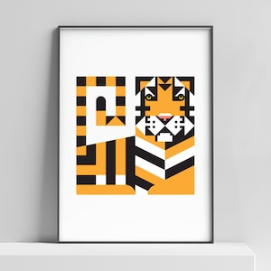 Modern Year of the Tiger 2022 art print poster for the home, kids room, office, kids zoo animal print, zodiac wall decor, lunar new year art