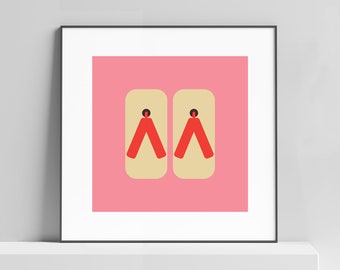 Japanese geta print design for home, kids room; japanese art, minimal design, asian art, japanese sandals, japanese costume, geisha, fashion
