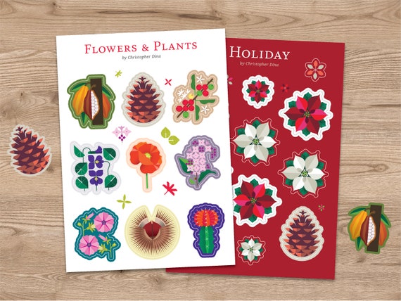 Botanical Christmas Stickers