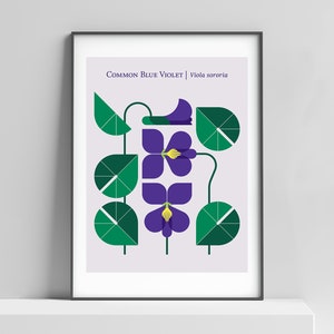 Blue violet modern art print for the home or office. Art print for her, Flower print, modern flower, flower design, flower poster