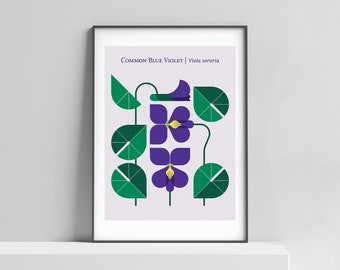 Blue violet modern art print for the home or office. Art print for her, Flower print, modern flower, flower design, flower poster