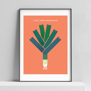 Leek vegetable print, modern home decor, leek print, vegetable poster, geometric art, modern vegetable, scallion art, botanical poster