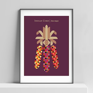 Indian corn modern art print poster design for the home foyer, kitchen. Autumn print, autumn corn decor, fall corn decor, thanksgiving art