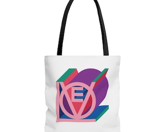 Colorful LOVE Tote Bag, say it with LOVE, fashionable and stylish tote for her, valentines gift for her, inspirational tote, love pop art