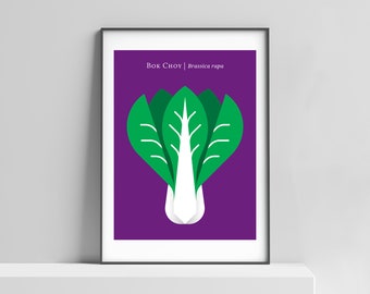 Bok choy vegetable art print for the home. Vegetable poster, kitchen art, modern food print, botanical art, garden art print