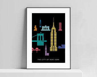 New York City print for home, office, kids room. New York art, Modern art, New York poster, New York skyline, pop art, architecture print