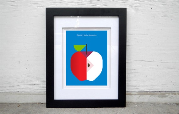 Modern Apple Poster for Kitchen Kids Room Original Art Print Many Sizes Teacher