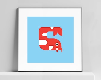 Modern Japanese koi print for the home and kids room; minimalist japanese art, animal art for kids, fish wall decor, cute animal design