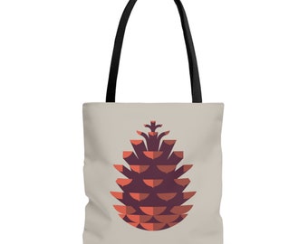 Pine Cone Tote Bag, modern and fashionable tote bag, nature eco bag, reusable grocery bag, botanical tote bag, gift for outdoorsy people