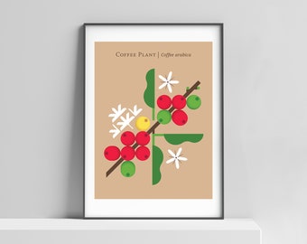 Modern coffee poster art for the home, office, coffee shop – coffee print, coffee art, botanical print, coffee lover, retro coffee, cafe art