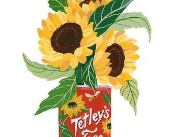 Tetley's Tea Sunflowers Vintage Tin (Fine Art Print)