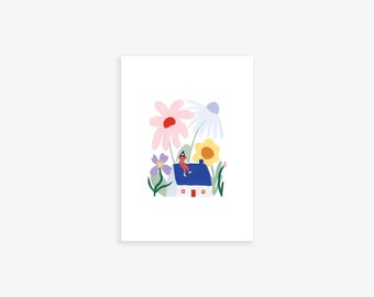 Tiny House with Wildflowers Still Life (Fine Art Print)