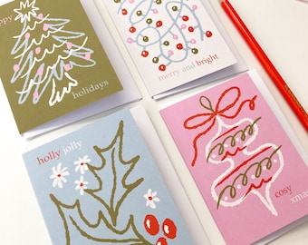 Mini Colour Christmas Cards (4 Pack)