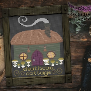 Deathcap Cottage Cross Stitch Pattern - Witchy Dark Cottagecore