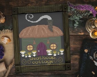 Deathcap Cottage Cross Stitch Pattern - Witchy Dark Cottagecore