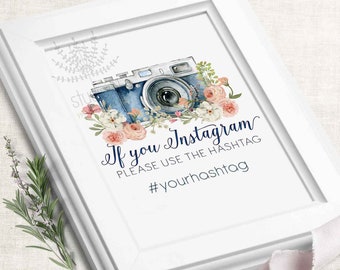 Instagram sign template, boho social media sign template, dusty pink wedding sign, boho instagram sign, Templett wedding sign