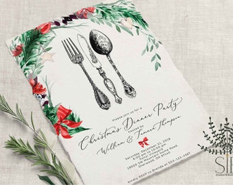 CHRISTMAS DINNER Party Invitation Printable Holiday Party Invitation Company Holiday Party Editable Template Xmas Party Invitation