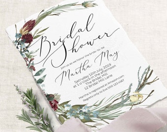 Bridal shower invitation, Marsala Bridal shower, burgundy invitation, Editable Wedding Shower Invite, Bridal shower Template, (Marcie Set)