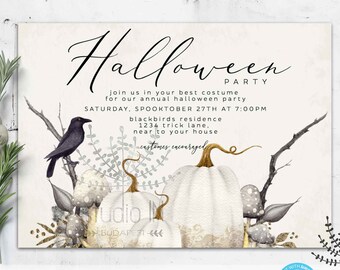 Pumpkin Halloween party Invitation template, halloween costume party, costume party invitation, halloween invitation template