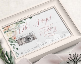 Instagram sign template, social media sign template, blush wedding sign, rustic photo sign, rustic wedding, Lizzy set