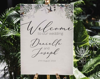 Birds welcome sign template match to our Birds wedding set