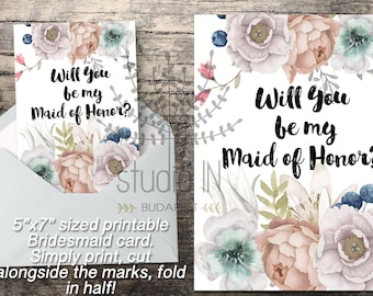 Printable Will You Be My Maid of Honor Card Chalk Lights | Etsy