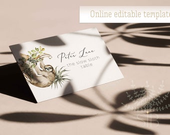 Safari Animal Place card template, Online editable table card, match to our EXTRA Savanna set table cards