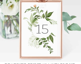 Table numbers 1-30, Greenery wedding table numbers, printable table sign, Rustic wedding table numbers, woodland table Sign,