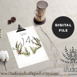 Woodland Table Numbers 1-20, Deer Printable Table Numbers, boho table numbers, Rustic wedding table numbers, woodland table Sign, image 3