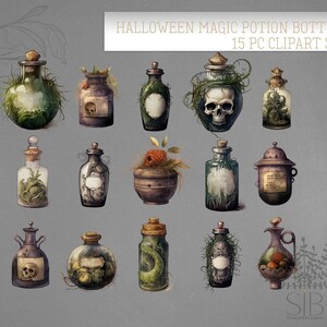 Potion Bottle, Witchcraft Dark Magic Potion Clipart for Halloween ...