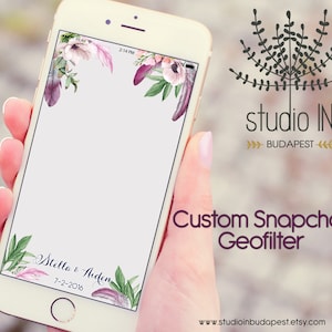 SNAPCHAT GEOFILTER, Custom Snapchat Geofilter, Wedding geofilter, Snapchat filter, floral wedding snapchat geofilter image 1