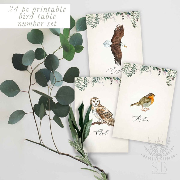 BIRDS TABLE NUMBERS with all kind of birds