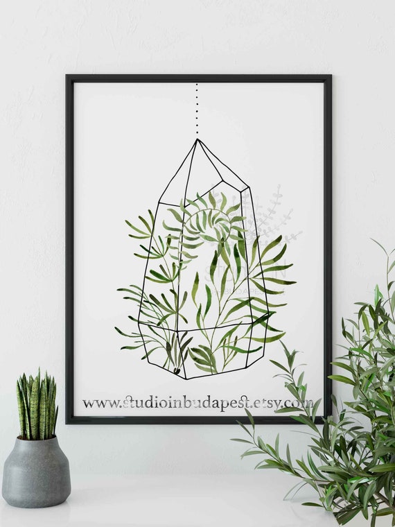 Hanging Plant Printable Wall Decoration Green Leaf Wall Art Etsy