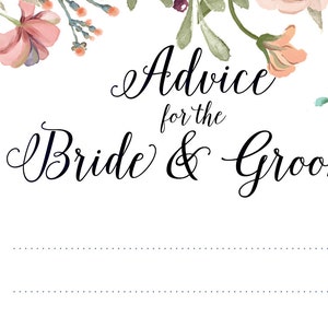 Floral wedding advice card Advice for the Bride and Groom image 2