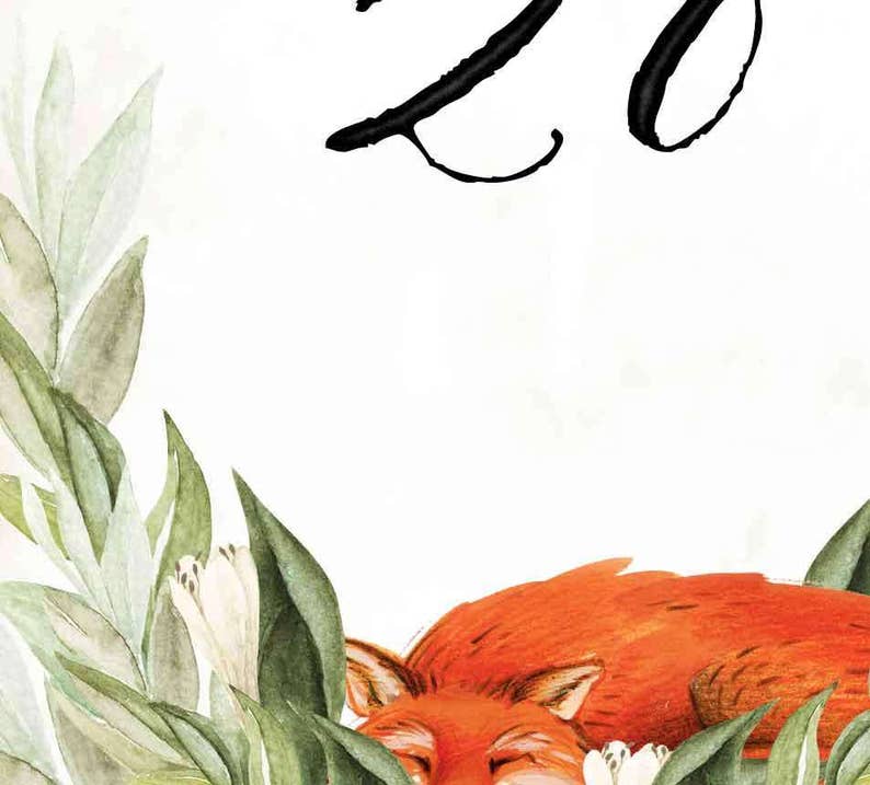 FOX Wedding Table Numbers 1-20 fox table sign forest table numbers woodland table number fox wedding theme Printable Table sign
