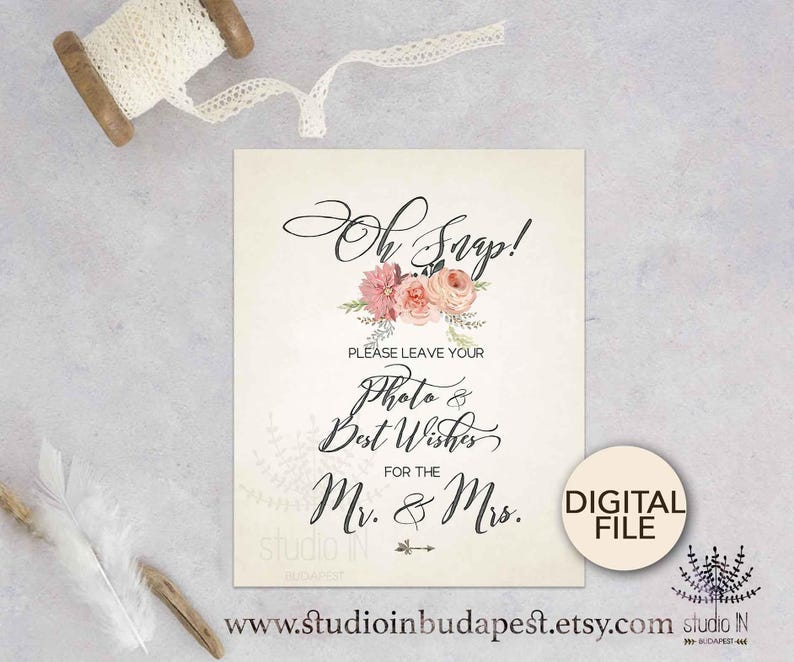 printable wedding guest book sign, boho guest book sign, rustic guest board sign, floral wedding printable, INSTANT DOWNLOAD image 1