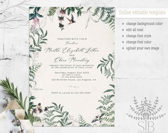 Bird wedding invitation template match to our Birds set