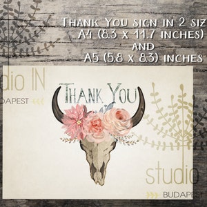 Thank you sign printable,wedding thank you sign,bohemian thank you printable,rustic thank you sign,rustic wedding printable,INSTANT DOWNLOAD image 3